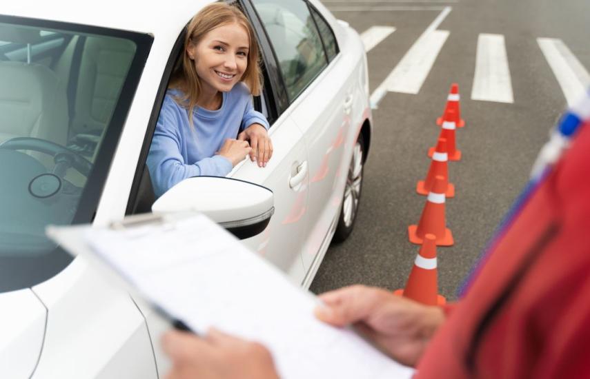 Instructor demonstrating defensive driving techniques