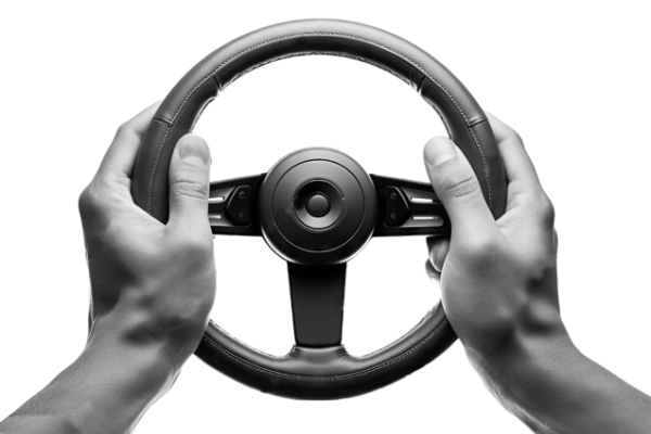 Hands on a steering wheel